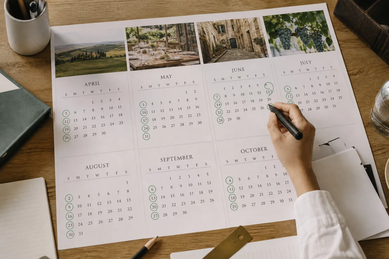 Planning calendar for cleaning across an entire tourist season